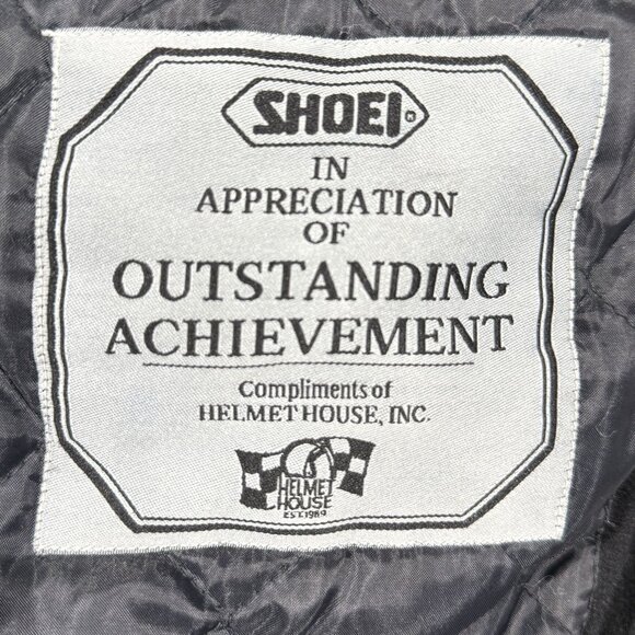 Vintage Shoei Racing 90's XL Black Wool & Leather Bomber Jacket - Picture 7 of 14